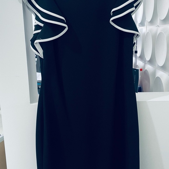 Elegant Black and White Ruffle Dress - Picture 3 of 8